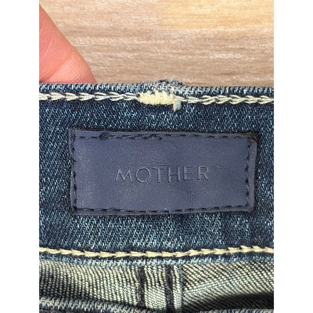 Mother The Rascal Ankle Undone Step Fray Jeans Dark‎ Graffiti Size 27 Distressed